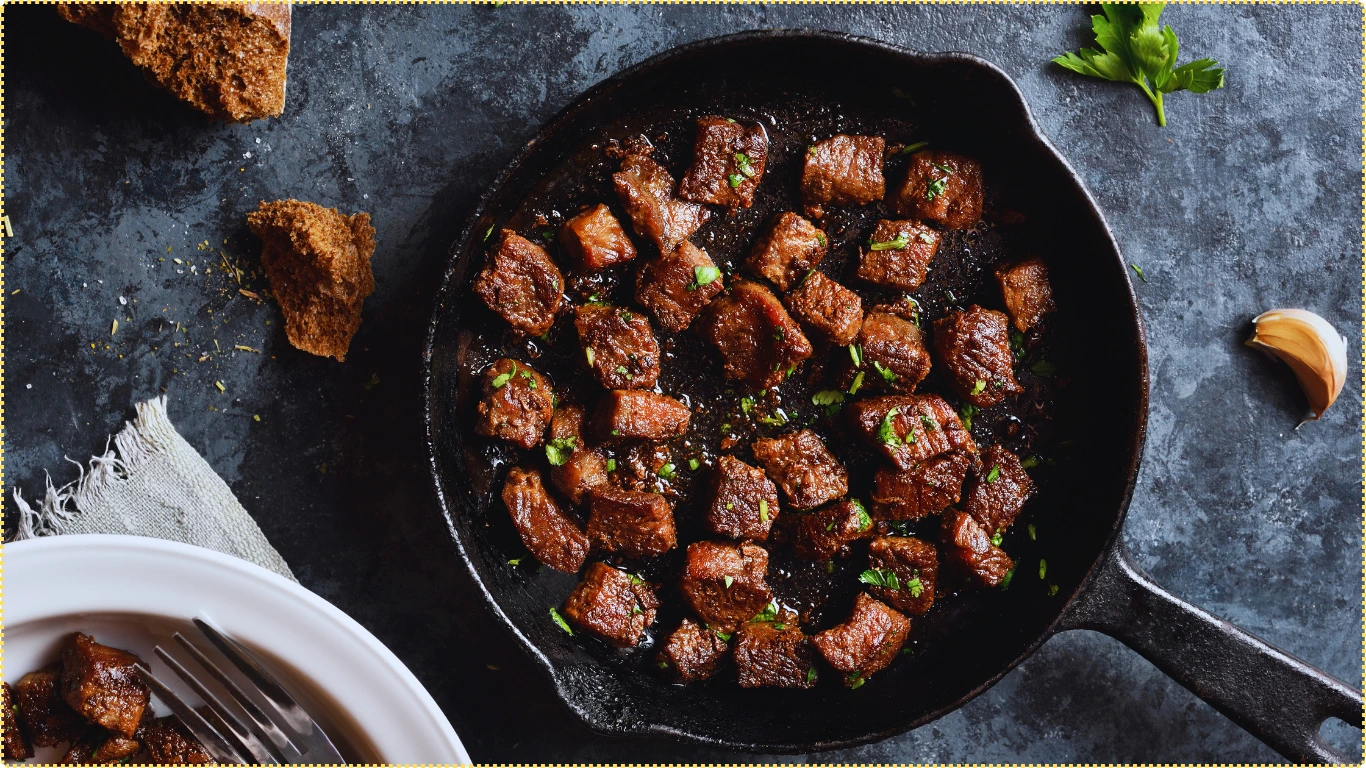Garlic Steak Bites                                                            The Best Garlic Steak Bites Recipe