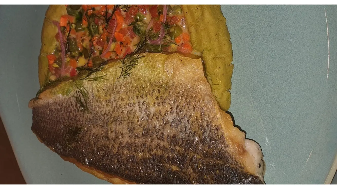 Sea Bass with Fava Bean Purée & Lemon