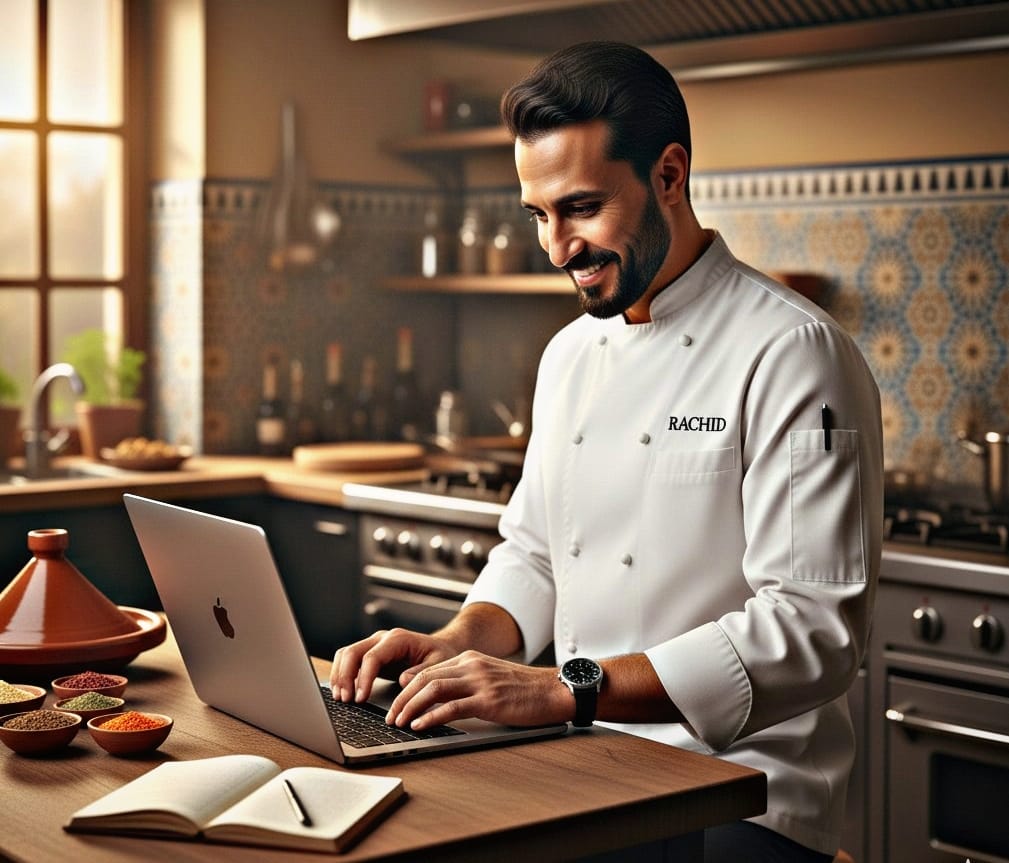 chef rachid shearing a new recipe